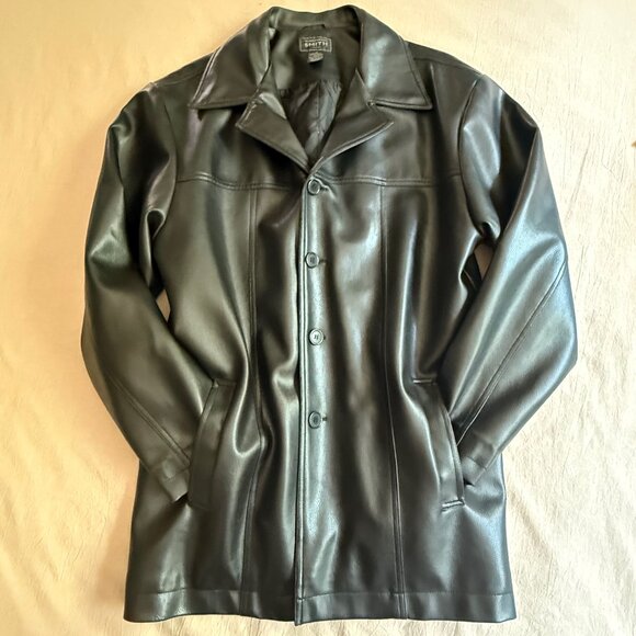 Whispering Smith London Black Faux Leather Jacket‎ Size M - Picture 1 of 10